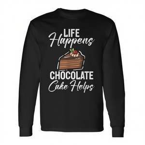 Camiseta de manga larga Life Happens Chocolate Cake Helps - Product Image 1