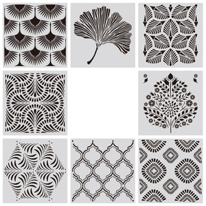 Décoration <span class=keywords><strong>de</strong></span> la maison en DIY, grand pack <span class=keywords><strong>de</strong></span> 8 pochoirs géométriques en plastique réutilisables <span class=keywords><strong>de</strong></span> 12 pouces pour l'artisanat, motifs géométriques exquis pour les murs - Product Image 4