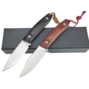 Cuchillo de acero inoxidable D2 con mango de madera, afilado, para caza, supervivencia al aire libre, montañismo, camping, con espiga recta y hoja fija. - Product Image 1
