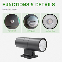 Lampe murale extérieure vintage 20W 5CCT, lumière cylindrique murale haut et bas, IP65 étanche pour jardin, cour et entrée