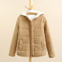 Veste en coton à capuche pour femme AIMINYZ, version coréenne, à manches longues, en tissu pelucheux épais, imprimé lignes, décontractée, automne-hiver