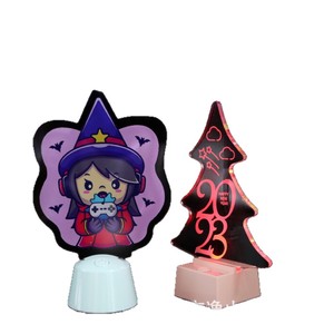 Veilleuse en acrylique, design de dessin animé 3D, LED colorée, commande tactile, alimentée par batterie, décoration de chevet pour cadeau de vacances - Product Image 1