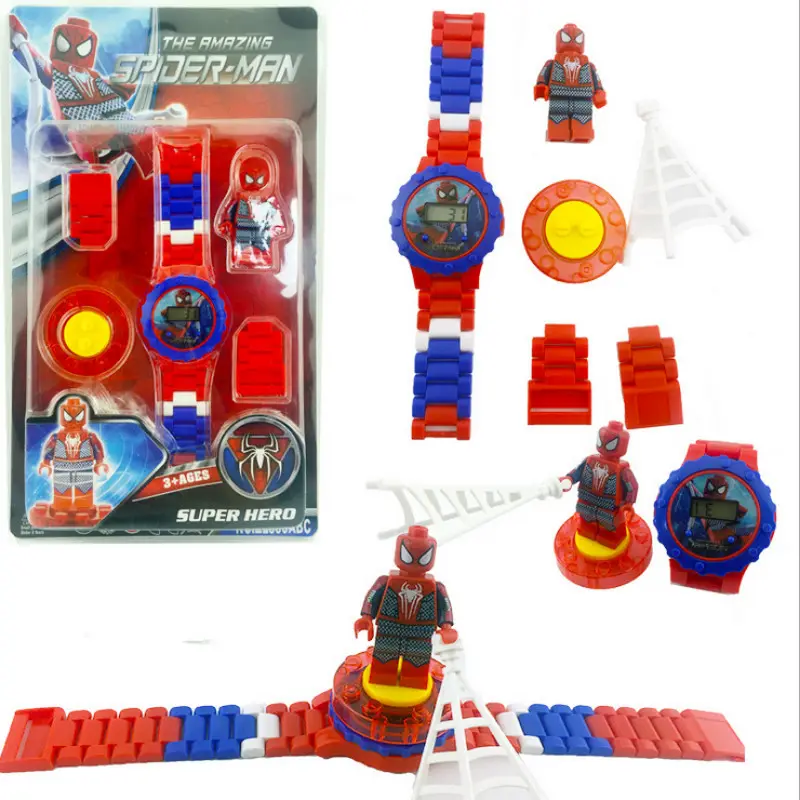 New marvel Spider Man Iron Man cartoon children flip projection toys digital watch factory direct sales kids watch
