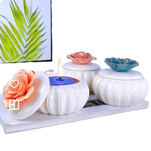 Decorative Pumpkin <strong>Ceramic</strong> <strong>Jewelry</strong> Keepsake <strong>Box</strong> with 3D Flower Lid - Product Image 1