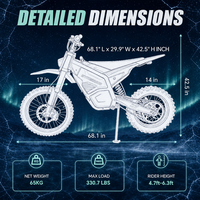 دراجة كهربائية SYKERUNS X7 للتضاريس الوعرة بقوة 5500 واط، دراجة إندورو رياضية قصوى مع تحكم في السرعة قابل للتعديل