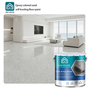 Revêtement de sol liquide époxy auto-nivelant imperméable sans joint coloré à base de sable OakHouse - Peinture de construction résistante aux taches et aux moisissures - Product Image 1