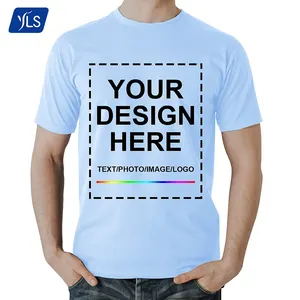 YLS Buy-camisetas en línea de 220g, 7,8 oz, camiseta blanca, camisetas informales de manga corta de algodón 100% con Logo personalizado impreso