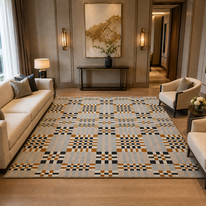 <span class=keywords><strong>Tappeto</strong></span> Moderno di Lusso in <span class=keywords><strong>Lana</strong></span> Neozelandese con Motivo Geometrico Patchwork, Nuovo Design Trendy per Majlis di Dubai, <span class=keywords><strong>Tappeto</strong></span> Annodato a Mano - Product Image 3
