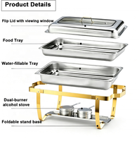 Plat de service professionnel en acier inoxydable 9L avec couvercle en verre pour buffet, chauffe-plats pour hôtels et restaurants – Vente en gros usine