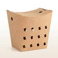 Boîte à frites en papier kraft jetable avec trous de ventilation, conteneur respirant pour aliments frits