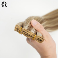 Vente en gros de trames invisibles à cuticules intactes, doublement tirées, en cheveux vierges chinois de couleur claire, les plus fines, nouées à la main, très demandées