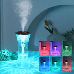 Vente chaude 270Ml Mini Cristal Led Bureau Portable Diffuseurs Coloré Nuit Lumière Cool Brume Usb Petite Taille Ari Humidificateur