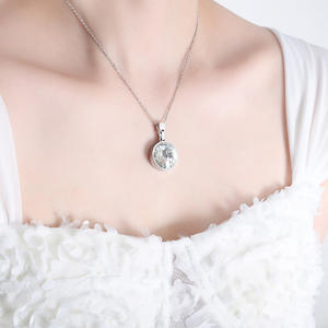 18K Gold Plated Stainless Steel Circular Color <b>Green</b> Cubic Zirconia Pendant <b>Necklace</b> for Women Gift - Product Image 6