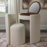 Idao Nora Coiffeuse rembourrée avec miroir, petite table de toilette avec miroir intégré