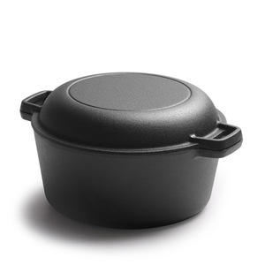 Cuisson Poêle À Pain Friture Ragoût 2-<span class=keywords><strong>en</strong></span>-1 Multifonctionnel Deux Oreilles <span class=keywords><strong>En</strong></span> <span class=keywords><strong>Fonte</strong></span> Émail Néerlandais Pot Noir Rond Casserole Marmite - Product Image 2