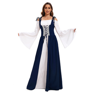 Vestido Largo Medieval Retro de Reina, con Hombros Descubiertos, Corte en A, de Gasa, para Bailes, Fiestas y Actuaciones Escénicas - Product Image 3