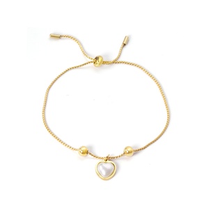 Asonsteel New Charm <b>Pearl</b> Heart Pendant Chain <b>Bracelet</b> Adjustable Size for Girl Gift - Product Image 2