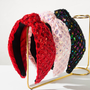 الأكثر مبيعًا على الموضة ربطة رأس ذات حافة واسعة حلوة ومتعددة الاستخدامات مع ترتر ملون لامع لإكسسوارات الشعر النسائية - Product Image 1