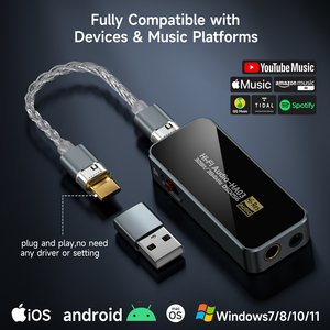 Di động <span class=keywords><strong>USB</strong></span> DAC âm thanh Bộ chuyển đổi Hi-Res giải mã amp 3.5mm Jack DC tương thích điện thoại di động máy tính xách tay máy tính máy tính bảng chuyển đổi - Product Image 3