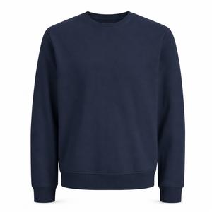 <b>Women's</b> Solid <b>Navy</b> Blue Crew Neck Sweatshirt Long Sleeve Casual Pullover Autumn Top - Product Image 2