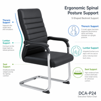 Chaise de conférence ergonomique en cuir avec base cantilever, en cuir pleine fleur brésilien, pour réunions de direction et visiteurs