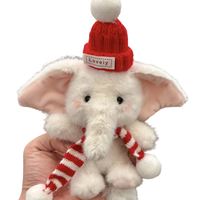 Porte-clés en peluche éléphant de Noël personnalisé, mini animal en peluche mignon et adorable, breloque de sac, pendentif, avec écharpe et chapeau