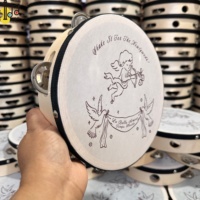 Alat Musik Gereja, Drum Pernikahan Personalisasi Kayu Cetak Sutra 8 Inci, Tamborin Genggam, Harga