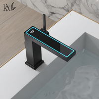 Robinet de salle de bain intelligent à affichage numérique LED en laiton massif H59, mitigeur chaud/froid pour lavabo, idéal pour projets hôteliers de luxe sur mesure