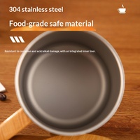 Mug en acier inoxydable 304 avec poignée en bois, tasse à café portable, design minimaliste moderne pour le camping en plein air