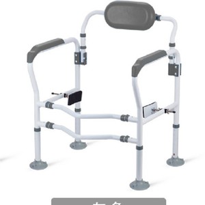 Barres d'appui pour toilettes HePo avec dossier et accoudoirs, installation par ventouse, antidérapantes, pour la sécurité des personnes âgées dans la salle de bain - Product Image 1