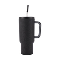 Taza de café de Color sólido de 40oz, taza de viaje de doble pared, vaso aislado de acero inoxidable con asa, tazas para exteriores, vaso con pajita
