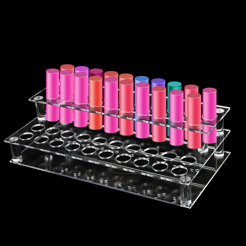 Cosmetics Lipstick Gloss Container Clear Acrylic Lipstick Makeup Display Stand Cosmetics Storage Box For Makeup Store