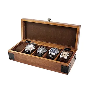קופסת שעונים כפרית מעץ קינמון, מארז שעון עץ לצוללים קופסת אחסון לשעון עץ