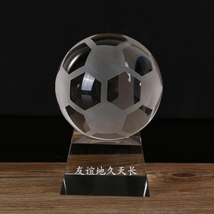 Crystal Ball Basketball Football Trophy Award Football en verre personnalisé - Product Image 4