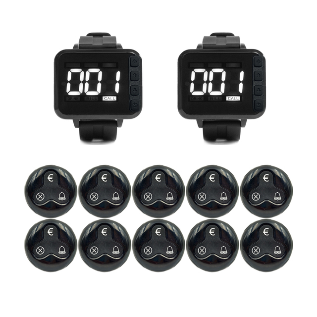 Wireless 433MHz Wrist Watch Pager Fast Food Waiter Calling System for Restaurants Page Receiver