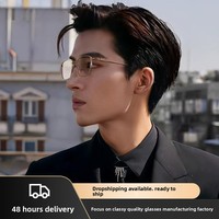Monture de lunettes GM de style Aba Wang Xingyue, punk baroque, géométrique, à monture complète, fil doré, titane pur, ultra-légère 8g
