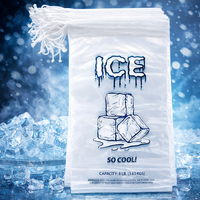 Sac à glace transparent avec cordon de serrage, grande capacité 20lb 25lb, sac d'emballage en plastique LDPE transparent pour la manipulation de glace en vrac
