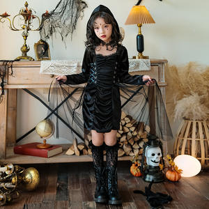 Disfraz de Halloween de <span class=keywords><strong>bruja</strong></span> gótica oscura para niños, disfraz de Cosplay de diablo pequeño para recreaciones de escenario - Product Image 3