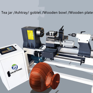 Torno automático CNC Mustang MT5025AT para madera, en acción, para la fabricación de cuencos de madera - Product Image 2