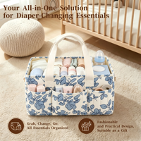 Organisateur de couches pour bébé à motif floral, avec séparateurs amovibles, en polyester résistant à l'eau, grande capacité, matelas à langer portable