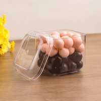 Boîte jetable carrée en plastique PS transparente pour sucre, biscuits, gaufrettes roulées, biscuits au gingembre, finger biscuits, bretzels, cupcakes, produits de boulangerie