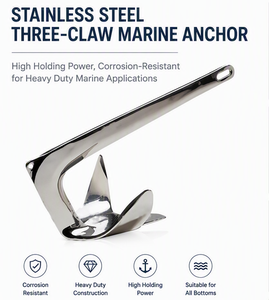 Ancre marine à trois griffes en acier inoxydable HF pour applications marines intensives - Haute puissance de maintien, résistante à la corrosion - Product Image 4
