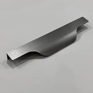 Brushed Gun Metal Kitchen Cabinet Door Handles Cupboard Drawer Concealed Finger Edge Grey Pull Furniture Handles Door Hardware