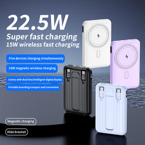 Vendere bene 10000mAh PD 22.5W <span class=keywords><strong>ricarica</strong></span> rapida magnetico <span class=keywords><strong>Wireless</strong></span> 15W portatile Power Bank cavi incorporati <span class=keywords><strong>con</strong></span> supporto per <span class=keywords><strong>telefoni</strong></span> - Product Image 4