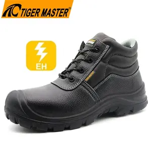 CE and ASTM รองเท้าเซฟตี้หุ้มฉนวนไฟฟ้าสำหรับผู้ชาย, รองเท้าเซฟตี้หุ้มด้วยหนังสีดำกันลื่นกันเจาะ18KV