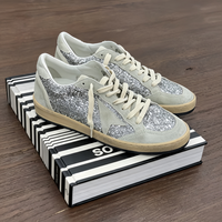 Nouvelle Arrivée 2026 – Baskets décontractées vintage pour femme, en daim et tissu pailleté, avec lacets et détails étoiles scintillantes