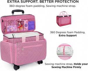 Free Sample Rolling <b>Sewing</b> Machine <b>Bag</b> Collapsible Trolley <b>Bag</b> with Wheels <b>Sewing</b> Machine Carrying <b>Bag</b> - Product Image 3