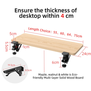Plateau de bureau ergonomique pliable sans perçage avec tiroir à fixation par pince - Product Image 3