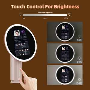 Venta al por mayor 3 modos de colores Control de sensor táctil redondo Led AR <span class=keywords><strong>maquillaje</strong></span> <span class=keywords><strong>virtual</strong></span> con luz AI análisis de la piel inteligente LED espejo de vanidad - Product Image 6
