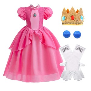 Disfraz de Princesa Melocotón para Fiesta de Halloween, Disfraz <span class=keywords><strong>con</strong></span> Accesorios, Corona y Pendientes, para Niña y Niño, para Disfraz, para Fiesta de Halloween, para el Día DE LA Mujer - Product Image 1